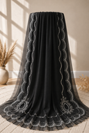 Soft Chiffon Hijab | Midnight Black - Silver