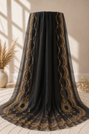 Soft Chiffon Hijab | Midnight Black - Gold