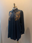 Embroidered Denim - Modest Long Shirt
