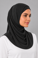 Amira Two-Piece Hijab | Black Wide  Ribbed
